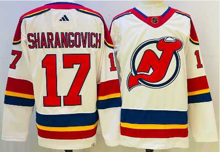 Men%27s New Jersey Devils #17 Yegor Sharangovich White 2022 Reverse Retro Authentic Jersey->new jersey devils->NHL Jersey